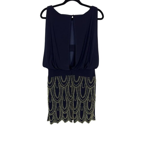 Betsy & Adam‎ Navy Blue Beaded Flapper Dress Cocktail Wedding Guest Size 10 - Picture 5 of 11